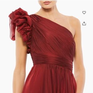 Mac Duggal One-Shoulder Tiered Chiffon Gown